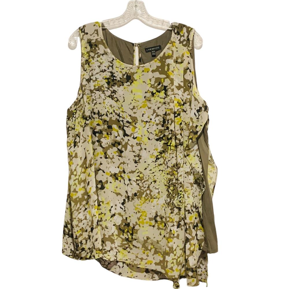 LANE BRYANT 18/20 Tank Top Asymmetric Hem Sleeveless Chiffon Layer Artsy